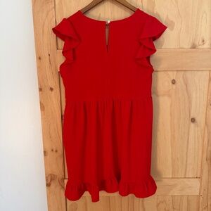 Red Babydoll Dress with ruffle hem and sleeves